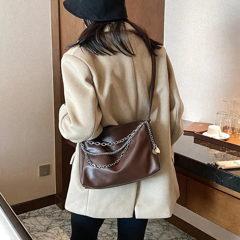 Women's Soft PU Leather Shoulder Bag Chain Crossbody Casual Handbag Purse