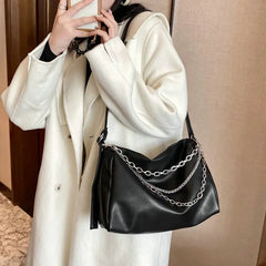 Women's Soft PU Leather Shoulder Bag Chain Crossbody Casual Handbag Purse