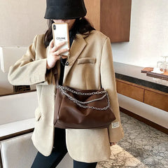 Women's Soft PU Leather Shoulder Bag Chain Crossbody Casual Handbag Purse