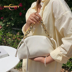 Green Leather Chain Crossbody Bag for Women