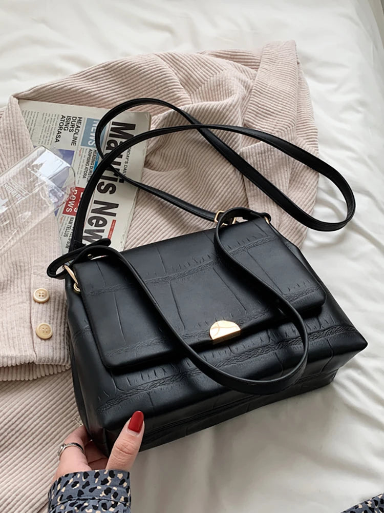 Classic Women Shoulder Bag High Soft PU Leather Solid Underarm Bags