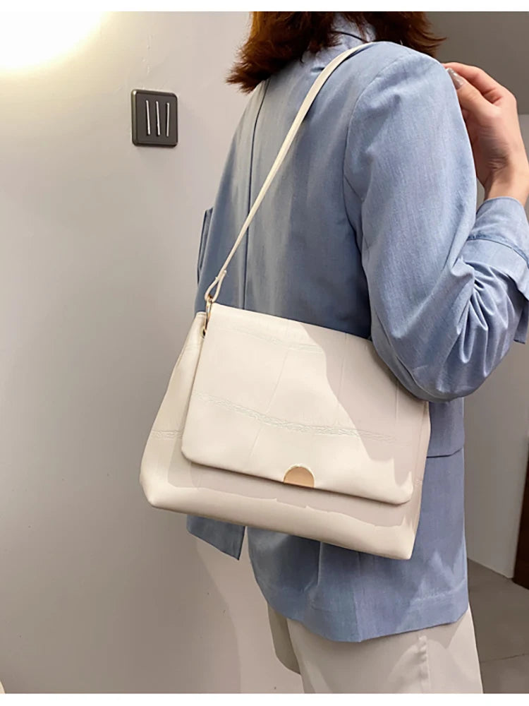 Classic Women Shoulder Bag High Soft PU Leather Solid Underarm Bags