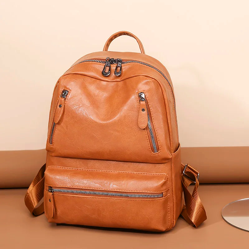 Cowhide Female Satchels Backpack Multifunctional Travel Bags Vintage Women Backp