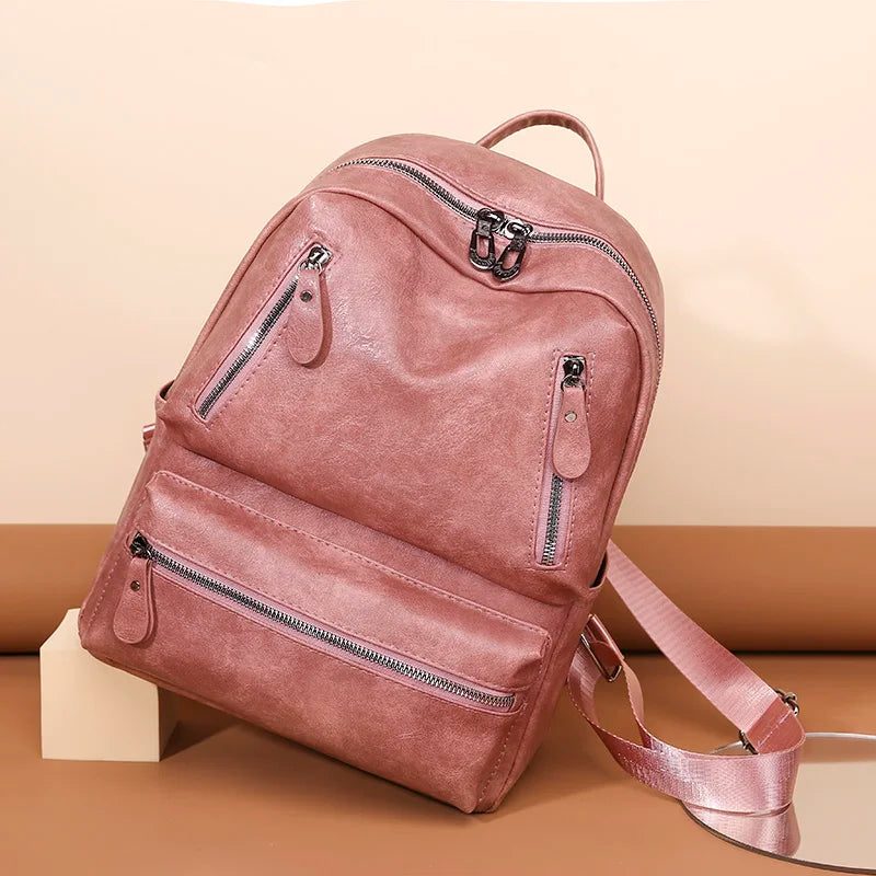 Cowhide Female Satchels Backpack Multifunctional Travel Bags Vintage Women Backp