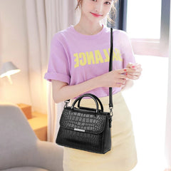 Crocodile Handle Bag Women Middle-aged Shoulder Tote Portable Handbag Purse