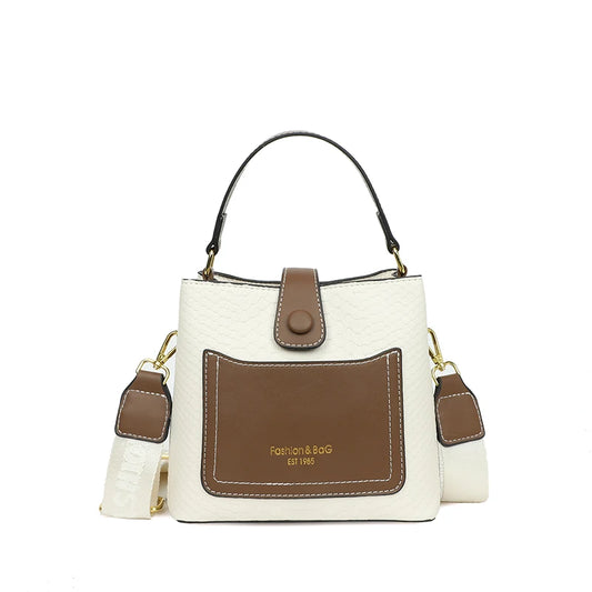 Crocodile Pattern Soft Leather Women's Bucket Bag
