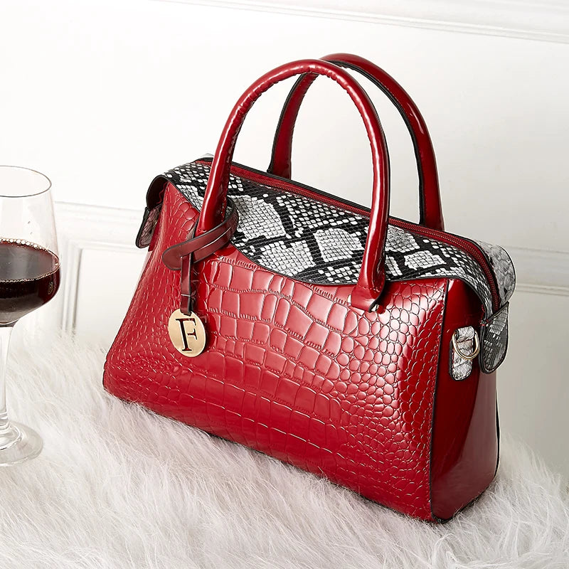 Crocodile Pattern Women Bag High Pu Leather Tote Handbags Ladies Snakeskin