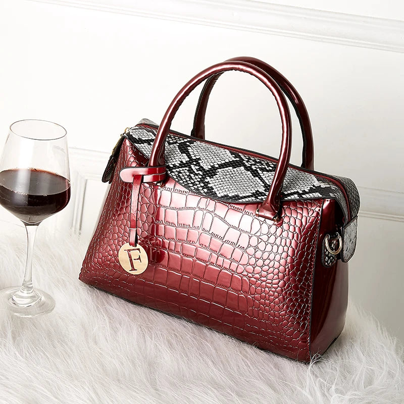Crocodile Pattern Women Bag High Pu Leather Tote Handbags Ladies Snakeskin