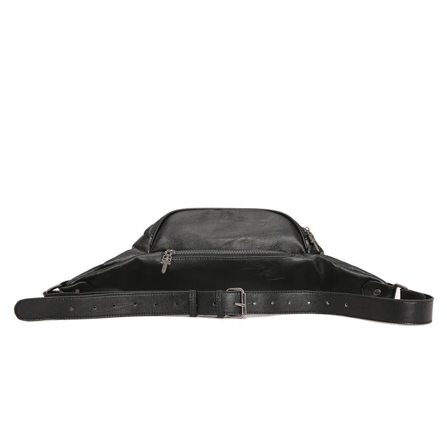 Men's Leather Crossbody Bag Vintage Shoulder Chest Pack