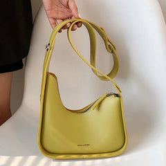 Leather Lemon Shoulder Bag Casual Satchel Wide Straps Handbag