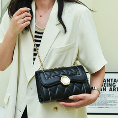 Leather Thread lattice Shoulder Bag Women flip chain Bag