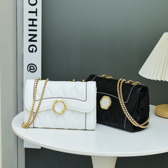 Leather Thread lattice Shoulder Bag Women flip chain Bag