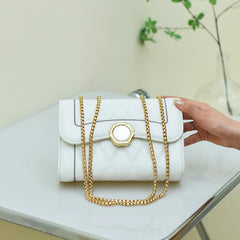 Leather Thread lattice Shoulder Bag Women flip chain Bag