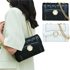 Leather Thread lattice Shoulder Bag Women flip chain Bag