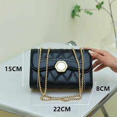 Leather Thread lattice Shoulder Bag Women flip chain Bag