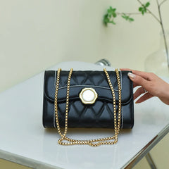 Leather Thread lattice Shoulder Bag Women flip chain Bag