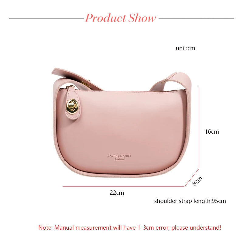 Texture Pu Leather Crossbody Bag Wide Straps Handbags