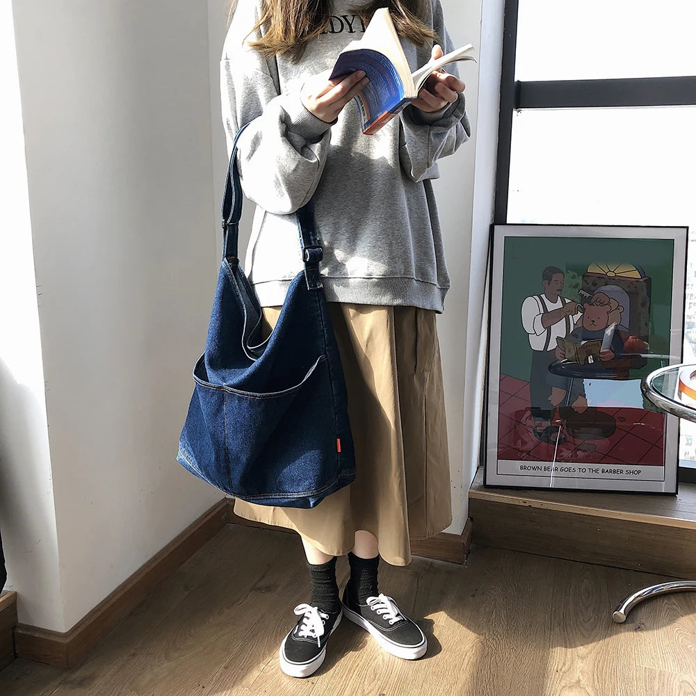 Denim Shoulder Messenger Bag Crossbody Handbags For Women Tote Purse