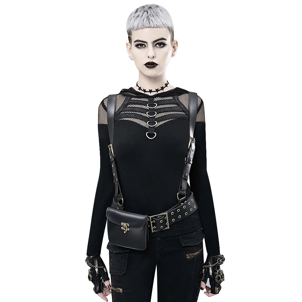 Bag Punk Motorcycle PU Leather Retro Waist Bags Backpacks Clothing Accessories