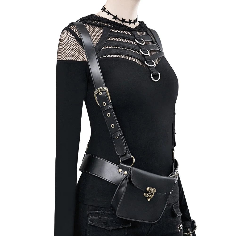 Bag Punk Motorcycle PU Leather Retro Waist Bags Backpacks Clothing Accessories