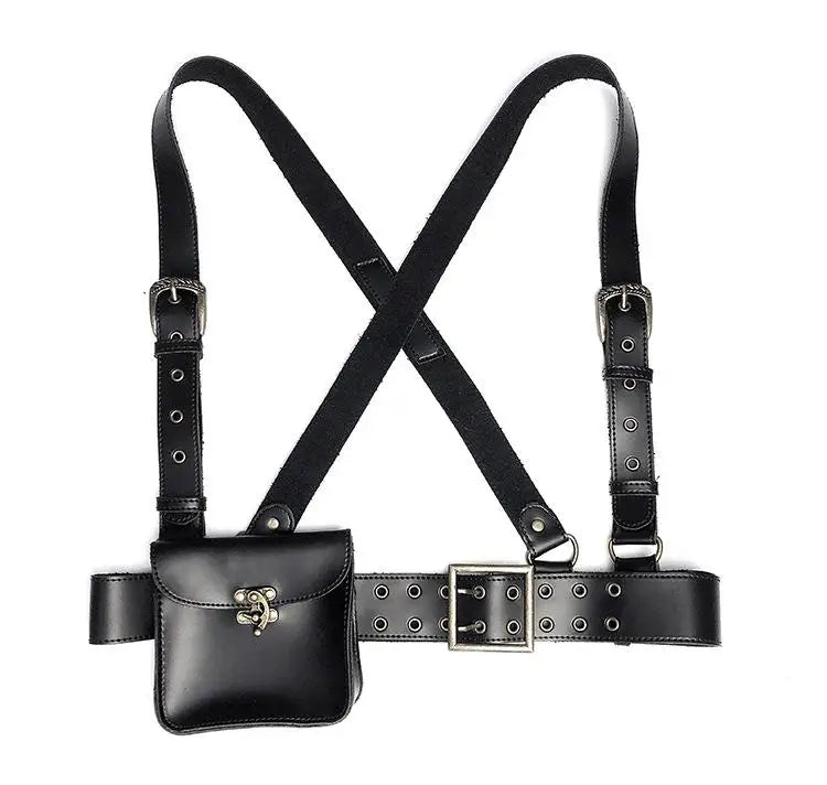 Bag Punk Motorcycle PU Leather Retro Waist Bags Backpacks Clothing Accessories