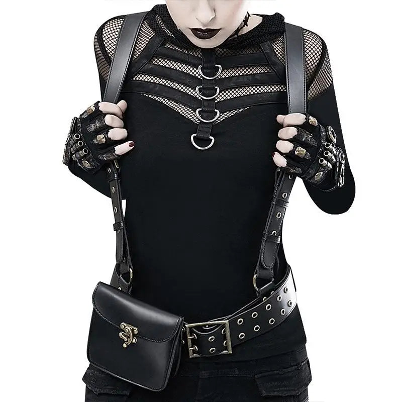 Bag Punk Motorcycle PU Leather Retro Waist Bags Backpacks Clothing Accessories