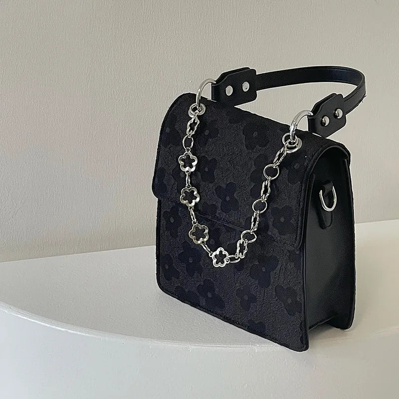 Retro Floral Shoulder Bag Leather Crossbody Tote for Women