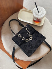 Retro Floral Shoulder Bag Leather Crossbody Tote for Women