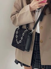 Retro Floral Shoulder Bag Leather Crossbody Tote for Women