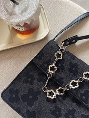 Retro Floral Shoulder Bag Leather Crossbody Tote for Women