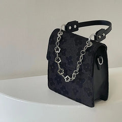 Retro Floral Shoulder Bag Leather Crossbody Tote for Women