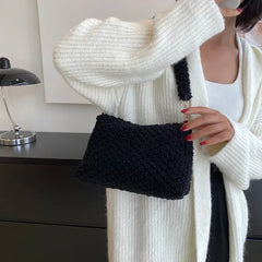 Plush Shoulder Bags for Women Winter Armpit Bag Purses and Handbags