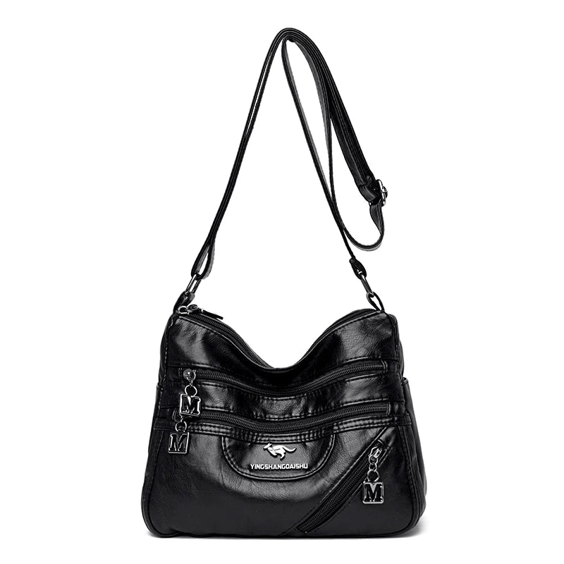Women's Shoulder Bag Layer Pocket Messenger Handbag - Various Colors
