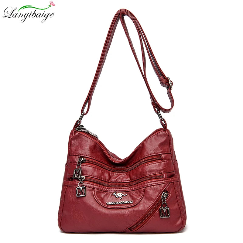 Women's Shoulder Bag Layer Pocket Messenger Handbag - Various Colors