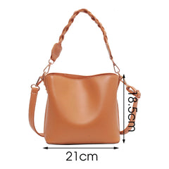 Solid Crossbody Bags PU Leather Women Bucket Shoulder Bag Small Handbags