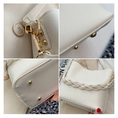 Solid Crossbody Bags PU Leather Women Bucket Shoulder Bag Small Handbags