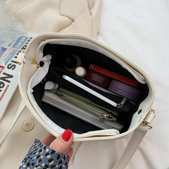 Solid Crossbody Bags PU Leather Women Bucket Shoulder Bag Small Handbags