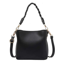 Solid Crossbody Bags PU Leather Women Bucket Shoulder Bag Small Handbags