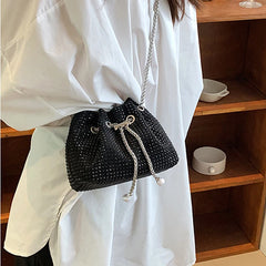 Rhinestone Evening Crossbody Bag Armpit Bucket Clutch Purse