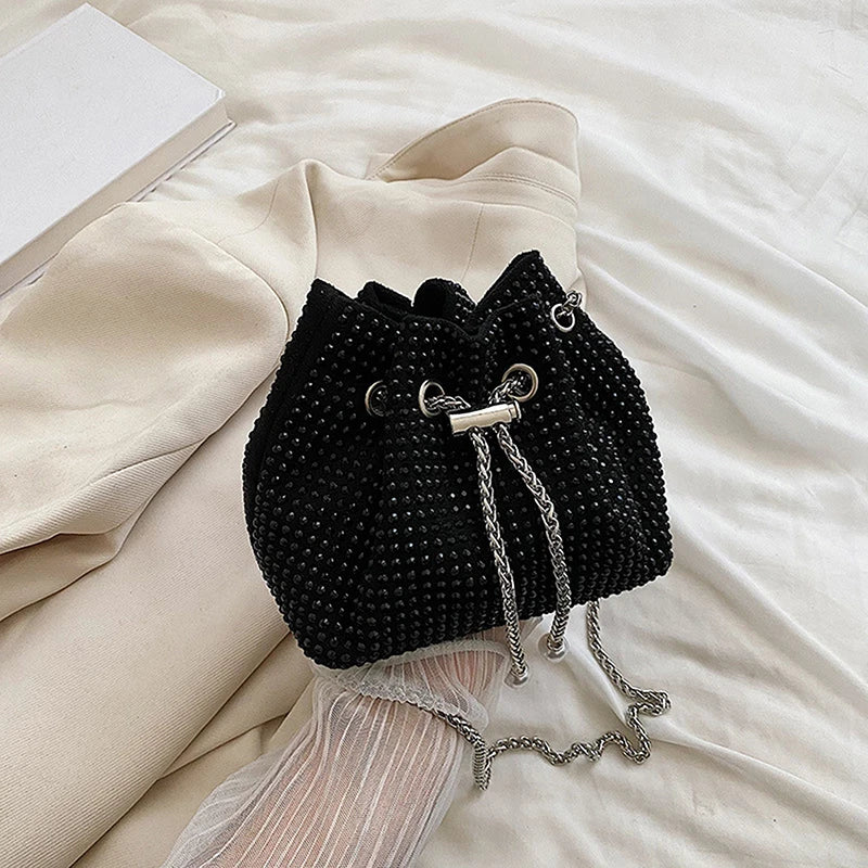 Rhinestone Evening Crossbody Bag Armpit Bucket Clutch Purse
