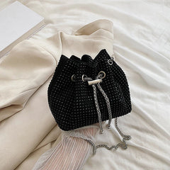 Rhinestone Evening Crossbody Bag Armpit Bucket Clutch Purse