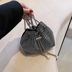 Rhinestone Evening Crossbody Bag Armpit Bucket Clutch Purse