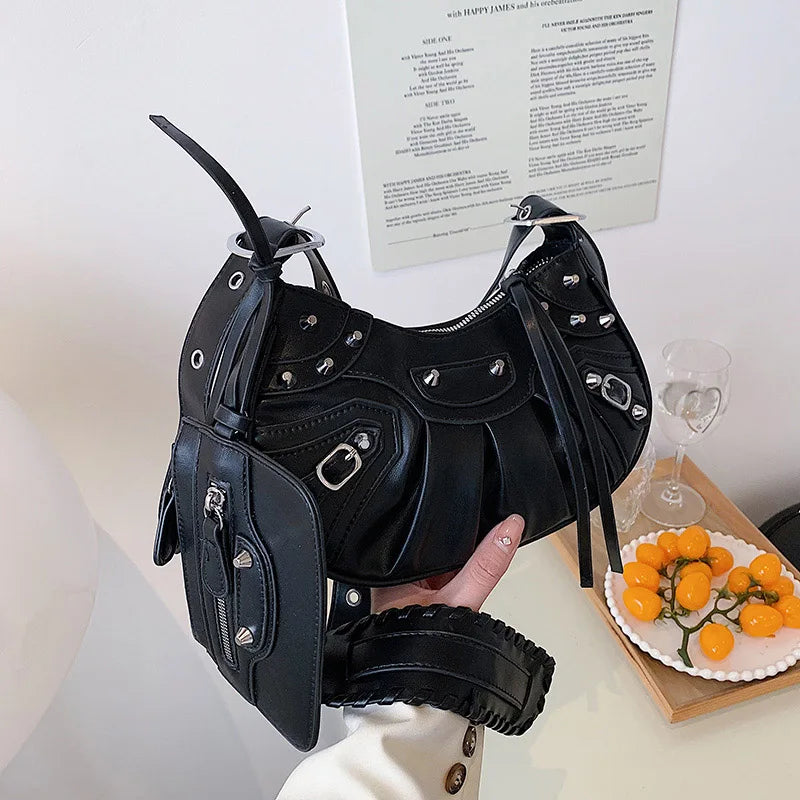 Rivets Shoulder Bag High Leather Handbag Tassel Crossbody