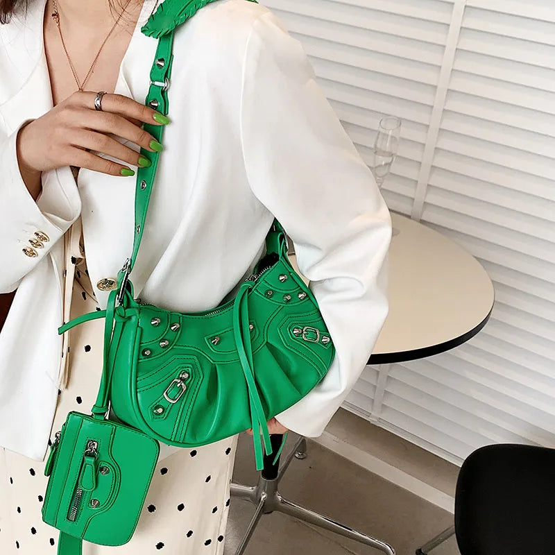 Rivets Shoulder Bag High Leather Handbag Tassel Crossbody