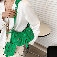 Rivets Shoulder Bag High Leather Handbag Tassel Crossbody