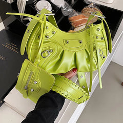 Rivets Shoulder Bag High Leather Handbag Tassel Crossbody
