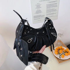 Rivets Shoulder Bag High Leather Handbag Tassel Crossbody