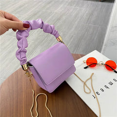 Women's Shoulder Bag Small PU Leather Pleated Underarm Handbag Tote