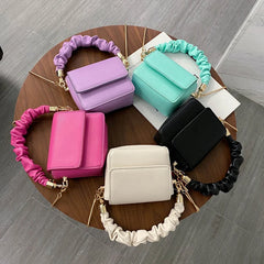 Women's Shoulder Bag Small PU Leather Pleated Underarm Handbag Tote