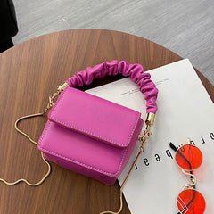 Women's Shoulder Bag Small PU Leather Pleated Underarm Handbag Tote